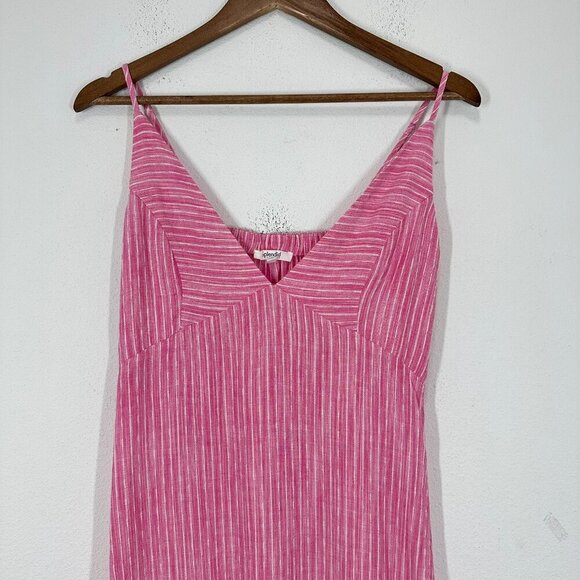 Splendid Chandler Dress Bright Pink V Neck Midi Dress Spaghetti Straps Size XS - Picture 3 of 11